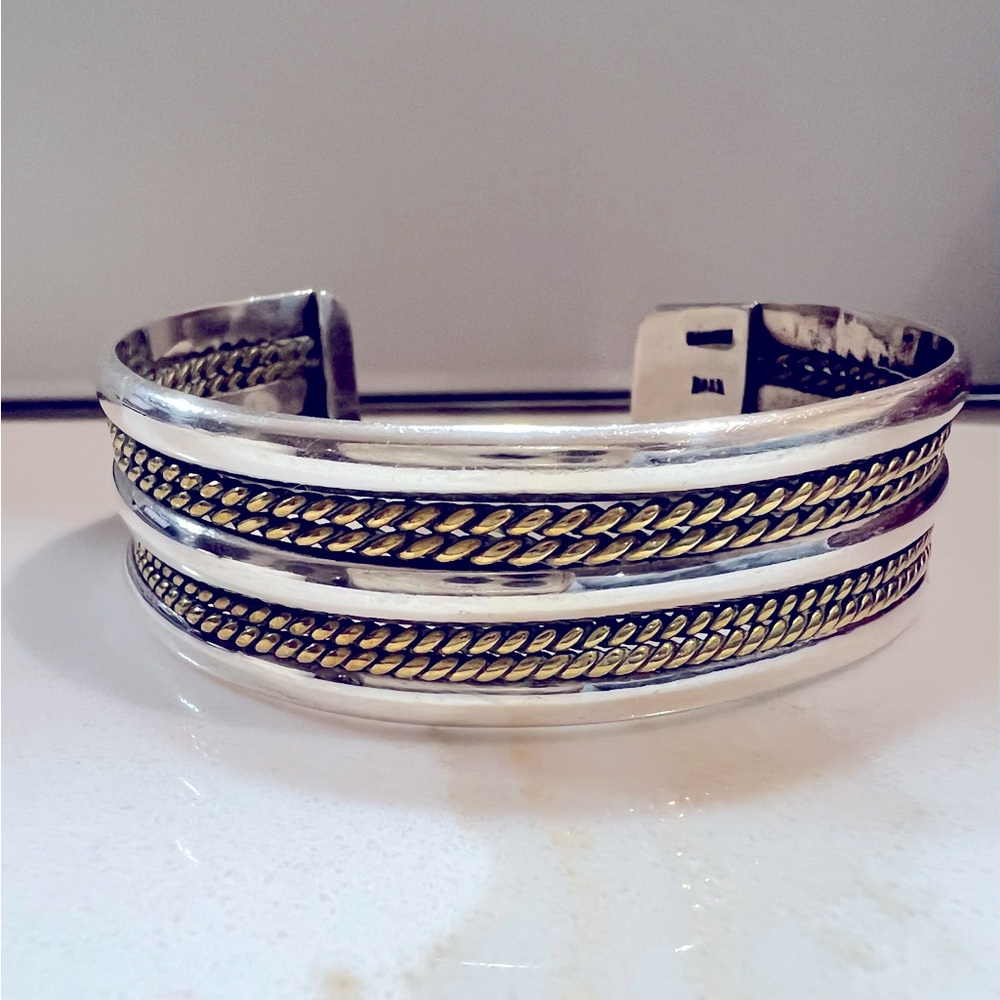 Navajo Tahe 12k Gold & Sterling Silver Vintage Cuff Bracelet